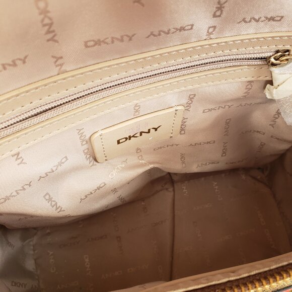 BNWoT DKNY Bryant Signature Top Zip Backpack in camel brown / candy red (OS) - Picture 6 of 8